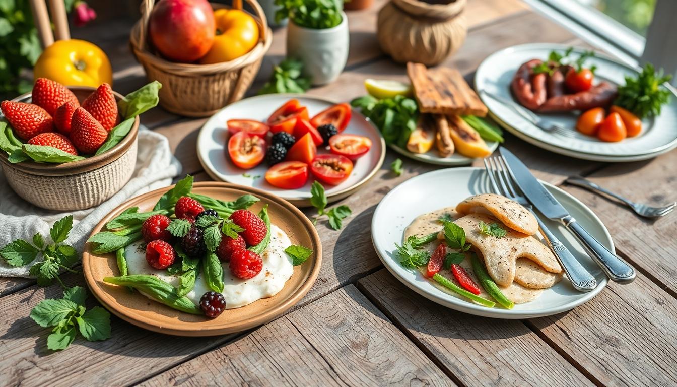 Fresh seasonal ingredients arranged for home cooking