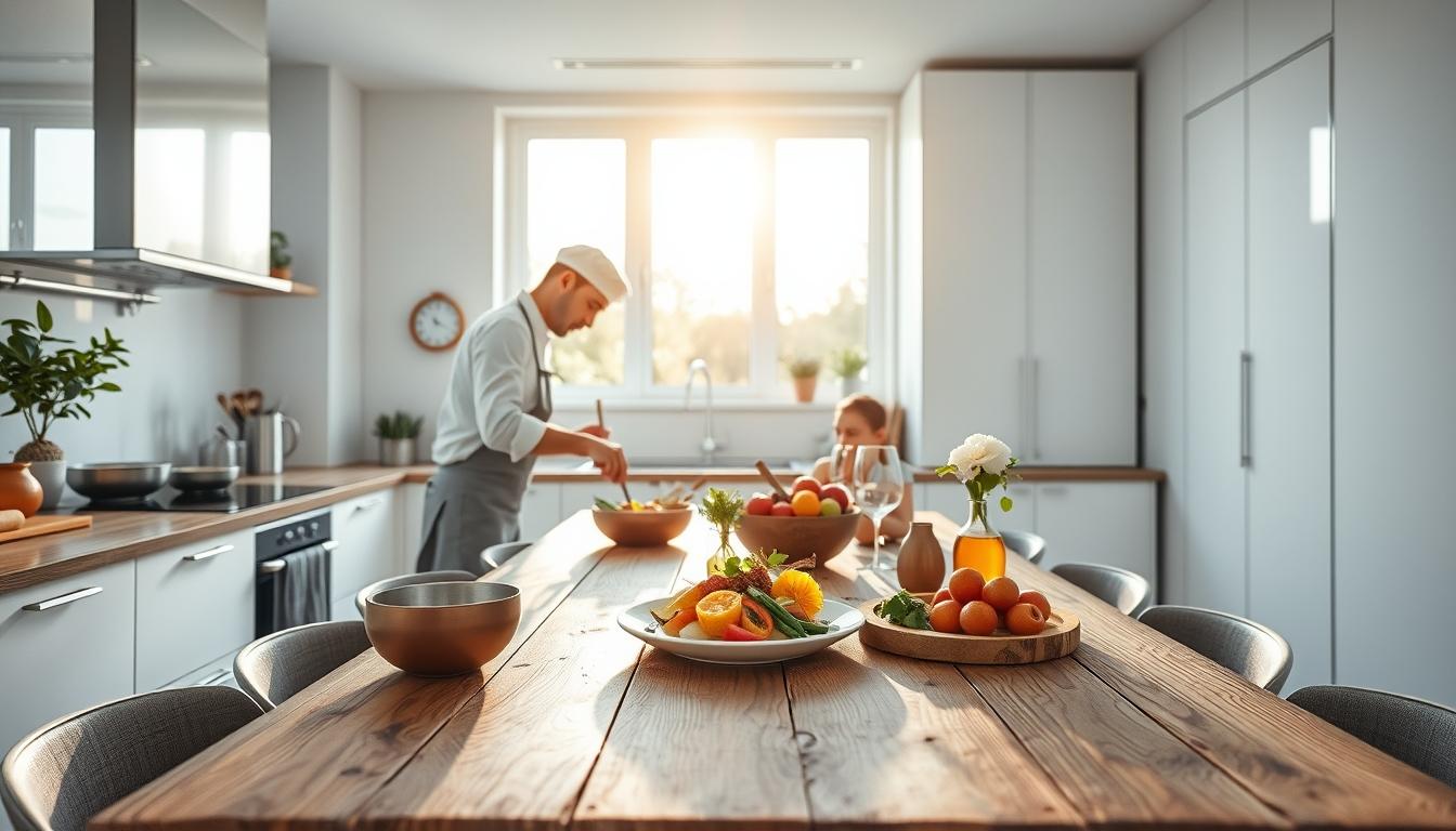 Quick weeknight dinner prepared in a home kitchen